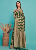 Woven Kanjivaram Silk Green Trendy Saree - 2