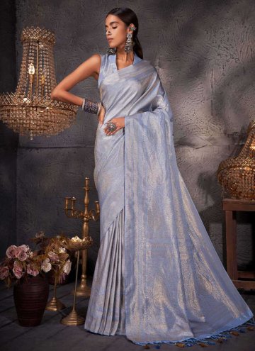Woven Kanjivaram Silk Grey Trendy Saree