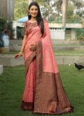 Woven Kanjivaram Silk Pink Designer Saree - 2
