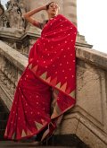 Woven Khadi Red Designer Saree - 1