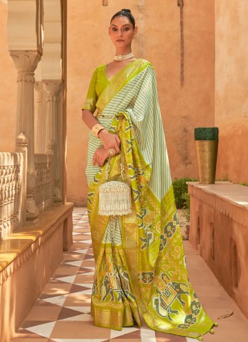 Woven Patola Silk Green Trendy Saree