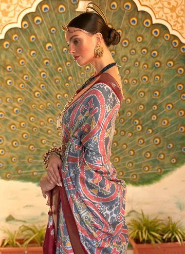 Woven Patola Silk Grey Classic Designer Saree
