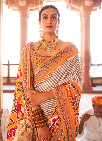 Woven Patola Silk Off White Classic Designer Saree