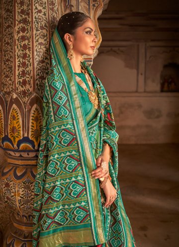Woven Patola Silk Sea Green Classic Designer Saree