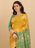 Woven Raw Silk Yellow Designer Saree - 1
