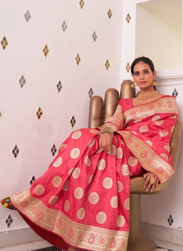 Woven Satin Red Classic Designer Saree