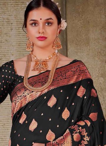 Woven Silk Black Contemporary Saree