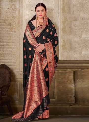 Woven Silk Black Contemporary Saree