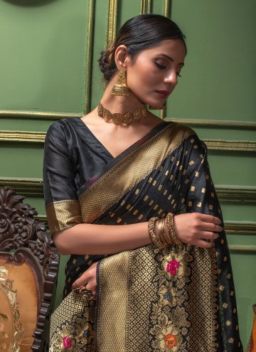 Woven Silk Black Designer Saree