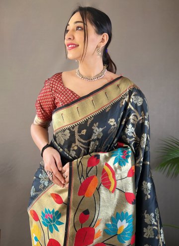 Woven Silk Black Trendy Saree
