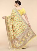 Woven Silk Blend Yellow Classic Designer Saree - 3