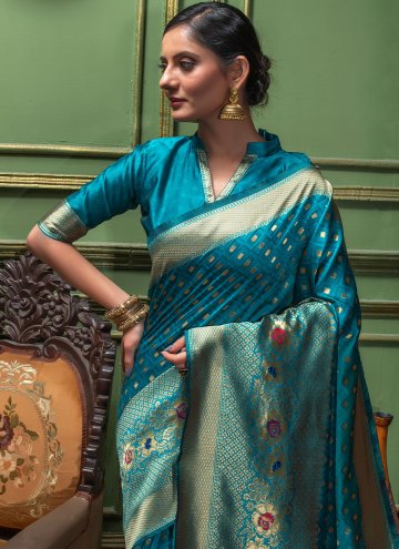 Woven Silk Blue Contemporary Saree