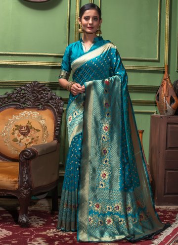 Woven Silk Blue Contemporary Saree