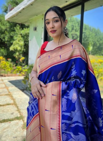 Woven Silk Blue Designer Saree