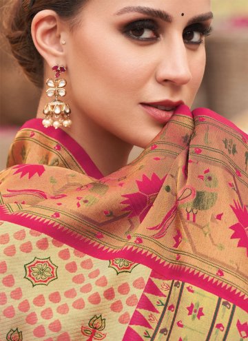 Woven Silk Cream Contemporary Saree