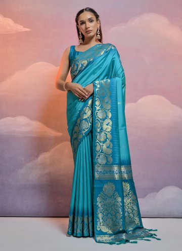 Woven Silk Firozi Classic Designer Saree