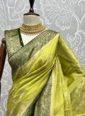 Woven Silk Green Classic Designer Saree - 1