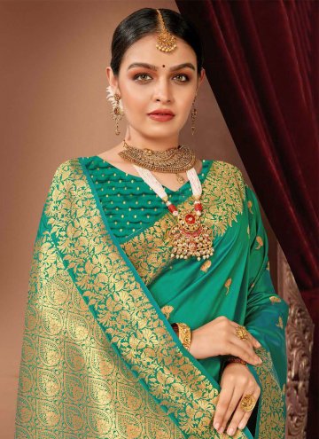 Woven Silk Green Classic Designer Saree