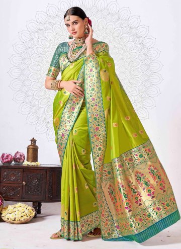 Woven Silk Green Classic Designer Saree