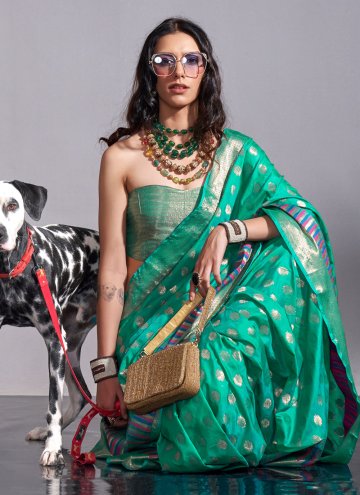 Woven Silk Green Contemporary Saree