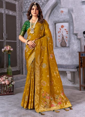 Woven Silk Green Contemporary Saree