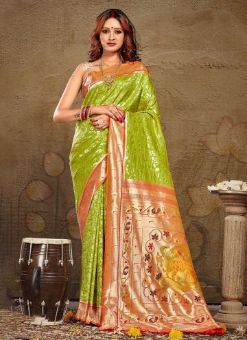 Woven Silk Green Designer Traditional Saree