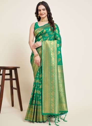 Woven Silk Green Silk Saree