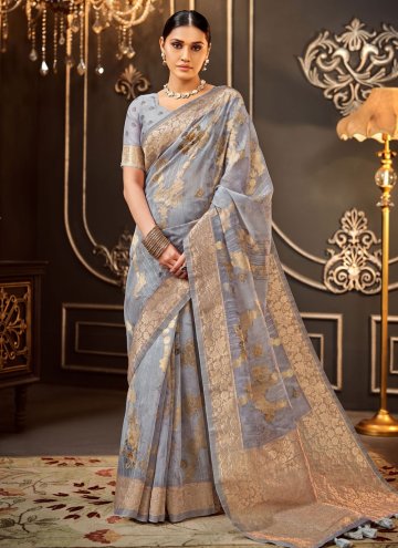 Woven Silk Grey Classic Designer Saree