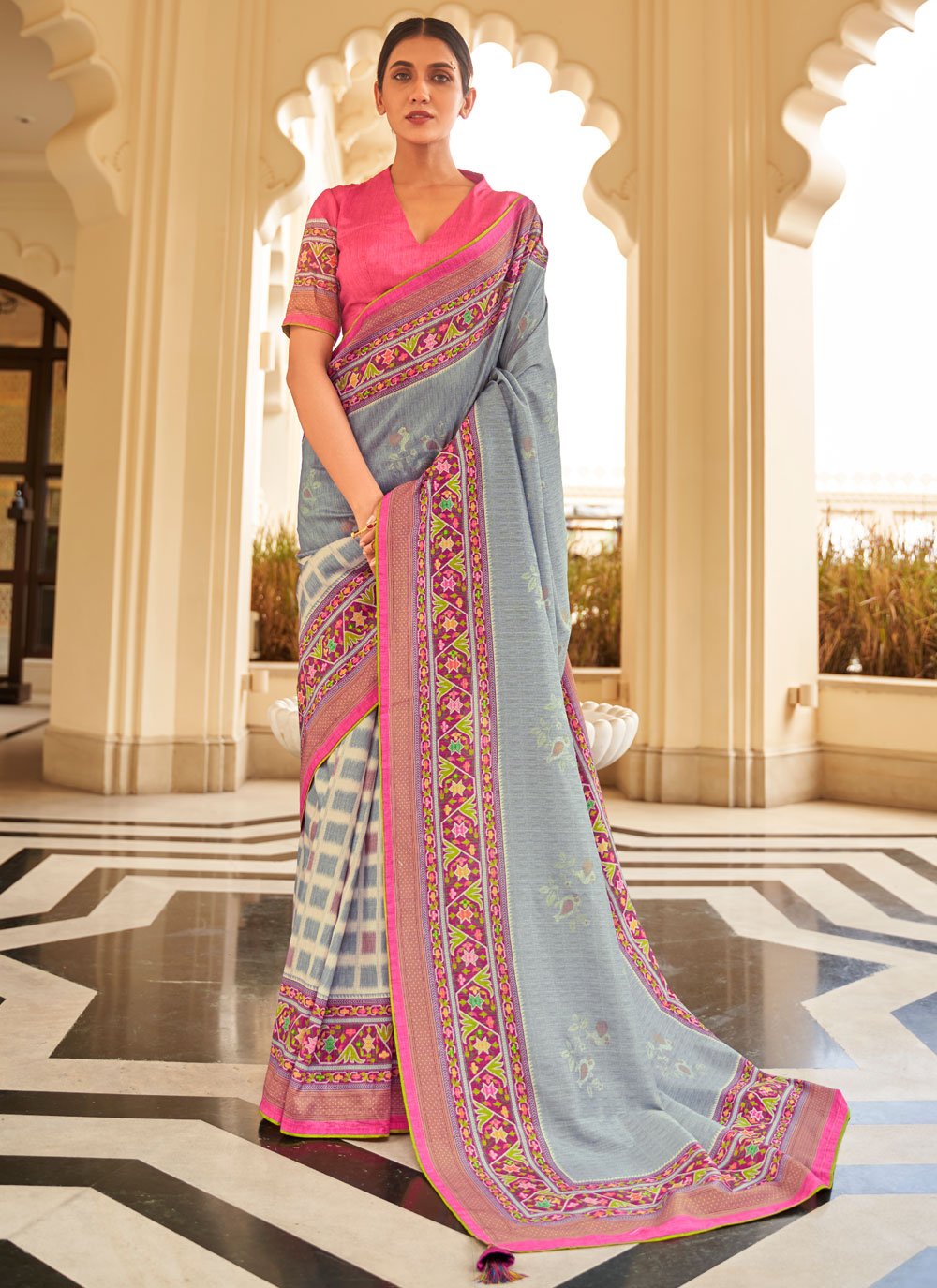 Woven Silk Grey Designer Traditional Saree