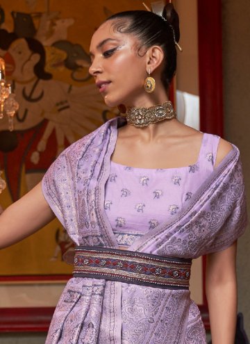 Woven Silk Lavender Contemporary Saree