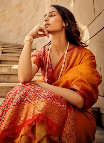 Woven Silk Orange Designer Saree