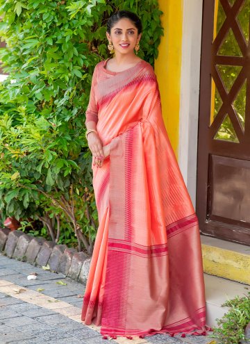 Woven Silk Orange Trendy Saree