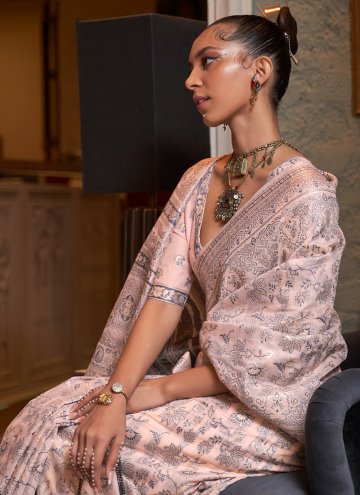 Woven Silk Peach Classic Designer Saree