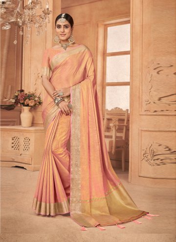 Woven Silk Peach Designer Saree