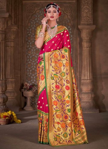 Woven Silk Pink Classic Designer Saree