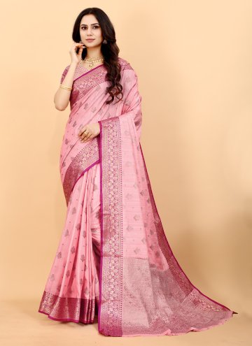 Woven Silk Pink Classic Designer Saree