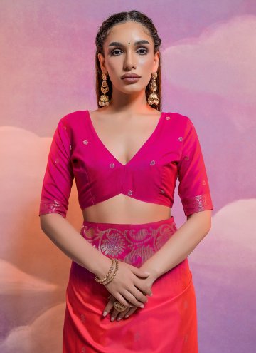 Woven Silk Pink Contemporary Saree