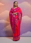 Woven Silk Pink Contemporary Saree - 3