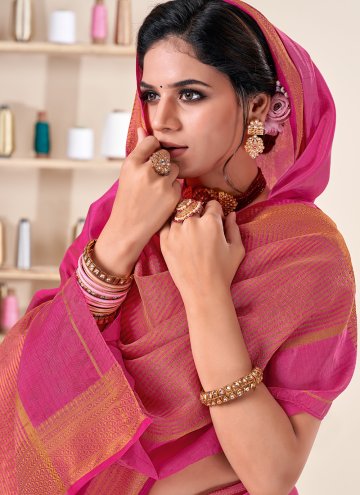 Woven Silk Pink Contemporary Saree