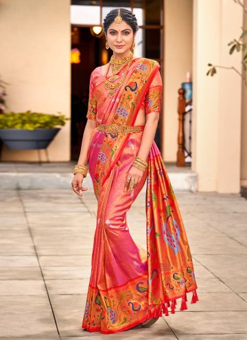Woven Silk Pink Designer Traditional Saree