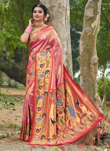 Woven Silk Pink Designer Traditional Saree