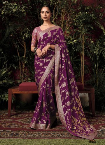 Woven Silk Purple Designer Saree