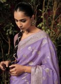 Woven Silk Purple Trendy Saree - 1
