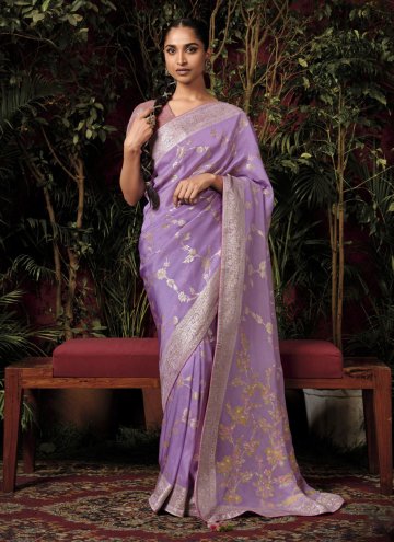 Woven Silk Purple Trendy Saree