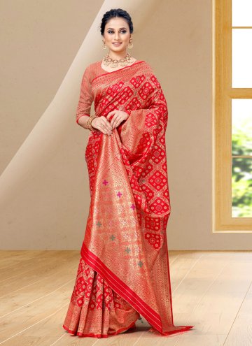 Woven Silk Red Classic Designer Saree