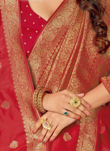 Woven Silk Red Contemporary Saree