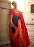 Woven Silk Red Contemporary Saree - 1