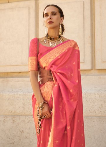 Woven Silk Red Designer Saree