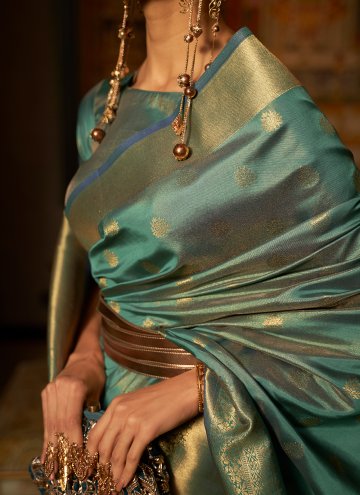 Woven Silk Sea Green Classic Designer Saree