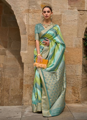 Woven Silk Sea Green Trendy Saree